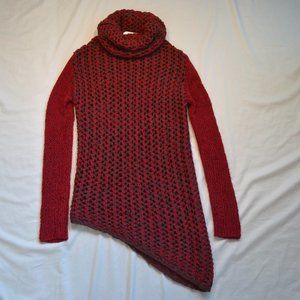 Red Helmut Lang Open KnitTurtleneck Sweater